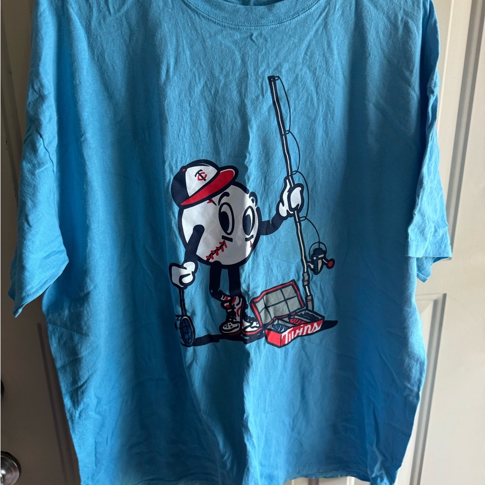 Blue Graphic T-Shirt with Fishing Design